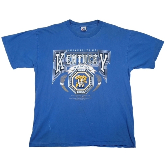 Vintage T Shirt Kentucky Wildcats Single Stitch Men's XL USA Made Distressed 90s - Picture 1 of 12